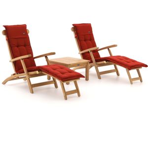 Sunyard Country/Wales 60cm deckchair set 3-delig , Natural Teak,Rood ,  hout  ,
