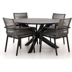 Bellagio Marudo/Lodola ø 130cm dining tuinset 5-delig stapelbaar , Grijs - Antraciet,Zwart ,  Aluminium  , 130cm