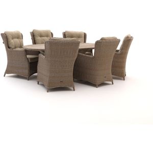Intenso Milano/ROUGH-Y 240cm dining tuinset 7-delig , Old Teak Greywash,Taupe - Naturel - Bruin ,  Wicker  ,