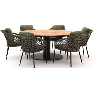 SUNS Nappa/Grado Ø170cm dining tuinset 7-delig , Natural Teak ,  Rope  , 170cm