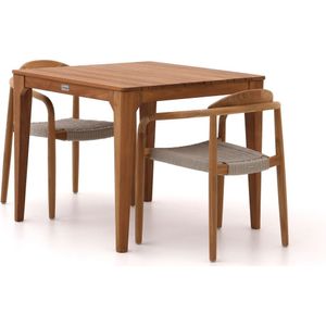 Bellagio Berbaro/Bruca 90cm dining tuinset 3-delig stapelbaar , Grijs - Antraciet,Natural Teak ,  hout  ,