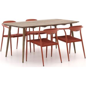 Manifesto Cavone/ROUGH-K 160cm dining tuinset 5-delig stapelbaar , Old Teak Greywash,Taupe - Naturel - Bruin ,  Rope (touw)  ,