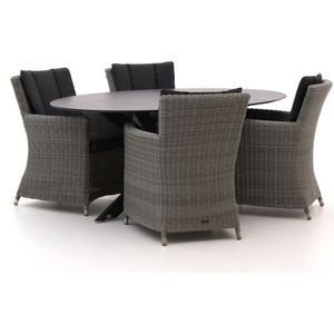 Intenso Adriano/Furato ellips 200cm dining tuinset 5-delig , Grijs - Antraciet ,  Wicker  ,
