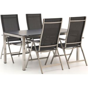 Bernstein Freiburg/Koblenz 160cm dining tuinset 5-delig verstelbaar , Grijs - Antraciet ,  RVS  ,