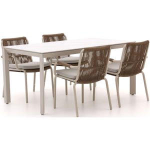 Bellagio Caronia/Sestino 160cm dining tuinset 5-delig stapelbaar , Taupe - Naturel - Bruin,Wit - Ecru ,  Wicker  ,