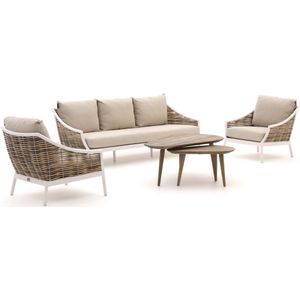 Apple Bee Milou/ROUGH-K stoel-bank loungeset 5-delig , Taupe - Naturel - Bruin,Wit - Ecru ,  Aluminium  ,