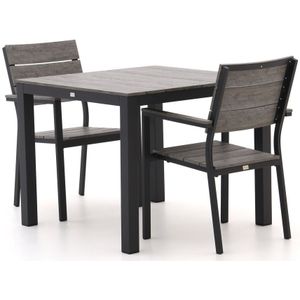 Bellagio Fidenza 90cm dining tuinset 3-delig stapelbaar , Zwart ,  Aluminium/Polywood  ,