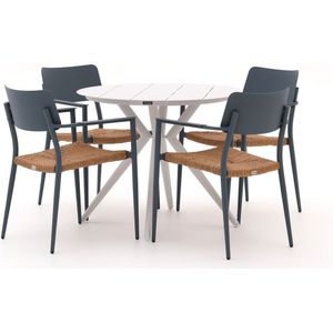 Bellagio Cino/Sora ø 90cm dining tuinset 5-delig stapelbaar , Wit - Ecru ,  Aluminium  , 90cm