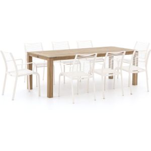 Apple Bee Hawaii/ROUGH-S 220cm dining tuinset 9-delig stapelbaar , Old Teak Greywash ,  Aluminium  , 220cm