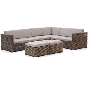 ROUGH-C hoek loungeset 6-delig , Old Teak Greywash,Taupe - Naturel - Bruin ,  hout  , 270x210cm