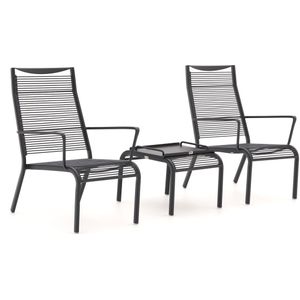 Apple Bee Hawaii lounge balkonset 4-delig stapelbaar , Grijs - Antraciet,Zwart ,  Aluminium  , 94x55cm