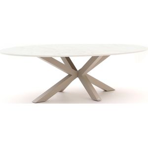 Bellagio Induno Ellips dining tuintafel 200x110cm , Taupe - Naturel - Bruin,Wit - Ecru ,  Aluminium  , 200x110cm