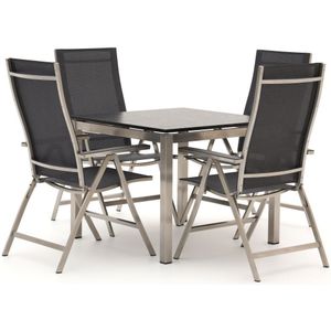 Bernstein Koblenz/Bremen 90cm dining tuinset 5-delig verstelbaar , Grijs - Antraciet ,  RVS  , 90cm