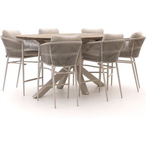 Bellagio Mineo/ROUGH-Y Ellips 240cm barset 7-delig , Old Teak Greywash,Taupe - Naturel - Bruin ,  Aluminium  ,