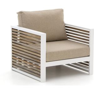 Bellagio Cadora lounge tuinstoel , Old Teak Greywash,Taupe - Naturel - Bruin,Wit - Ecru ,  Aluminium  ,