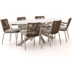 Bellagio Caronia/Furato ellips 240cm dining tuinset 7-delig stapelbaar , Wit - Ecru ,  Aluminium  ,