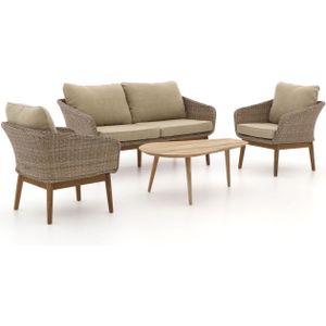 Intenso Borgetto/ROUGH-K stoel-bank loungeset 4-delig , Old Teak Greywash,Taupe - Naturel - Bruin ,  Wicker  ,