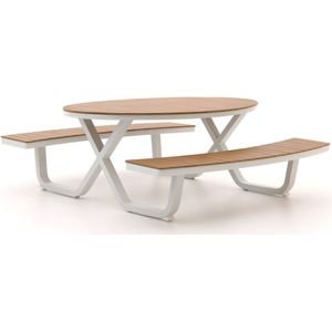 Bellagio Fidenza picknicktafel 216x200x75cm , Natural Teak,Wit - Ecru ,  Aluminium  ,