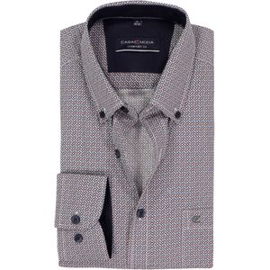 CASA MODA - Sport Comfort Fit - Overhemd - Blauw met Wit en Grijs Dessin - Strijkvriendelijk
