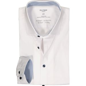 OLYMP 24/7 No. 6 Six super slim fit overhemd, tricot, wit