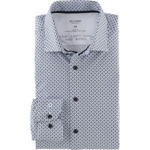OLYMP 24/7 Level 5 body fit overhemd, mouwlengte 7, tricot, marineblauw dessin