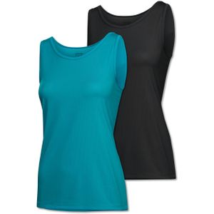 SCHIESSER Active Mesh Light singlet (2-pack), dames tank top turquoise/zwart -  Maat: 40