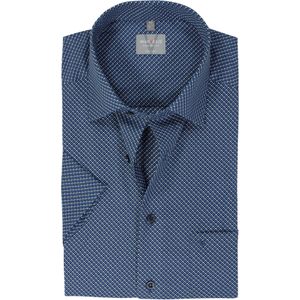 MARVELIS comfort fit overhemd, korte mouw, popeline, donkerblauw dessin
