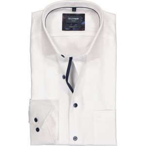 OLYMP Luxor modern fit overhemd, mouwlengte 7, wit twill (contrast) 42