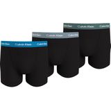 Calvin Klein Trunk (3-pack), heren boxers normale lengte, zwart met gekleurde tailleband -  Maat: L