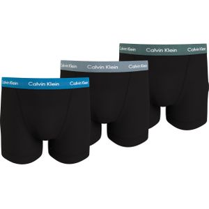 Calvin Klein Trunk (3-pack), heren boxers normale lengte, zwart met gekleurde tailleband -  Maat: XL