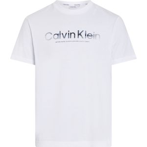 Calvin Klein Diffused Logo T-shirt, heren T-shirt korte mouw O-hals, wit -  Maat: 3XL