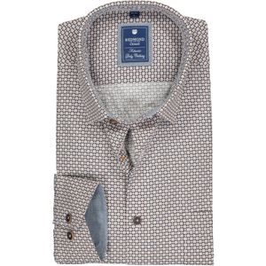 3 voor 99 | Redmond regular fit overhemd, poplin dessin, groen en rood met wit