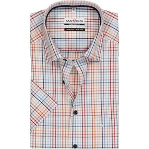 MARVELIS comfort fit overhemd, korte mouw, wit, rood, blauw en oranje geruit (contrast) 43
