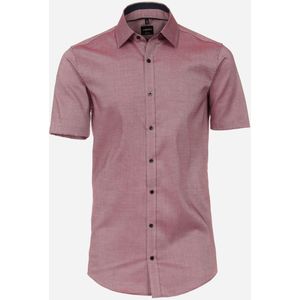 VENTI body fit overhemd, korte mouw, dobby, rood