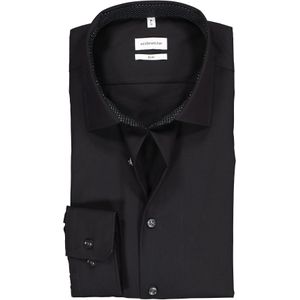 Seidensticker slim fit overhemd, zwart (gestipt contrast) 40