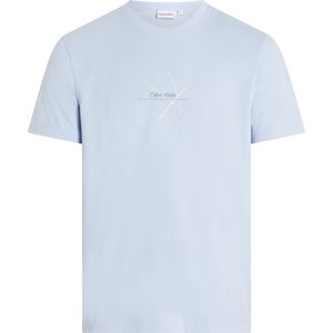 Calvin Klein Linear Chest Graphic T-shirt, heren T-shirt korte mouw O-hals, blauw dessin -  Maat: 3XL