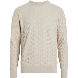 Calvin Klein heren pullover katoen met wol, beige -  Maat: S