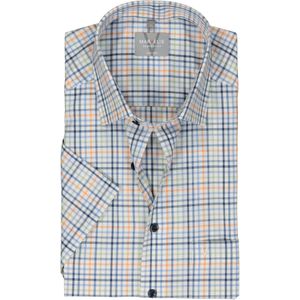 MARVELIS comfort fit overhemd, korte mouw, popeline, wit met blauw, oranje en groen geruit 45