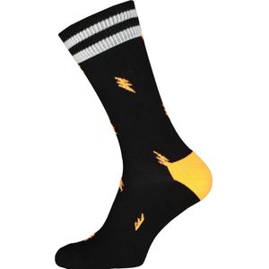 Happy Socks Small Flash Crew Sock, unisex sokken, zwart met bliksem - Unisex - Maat: 36-40
