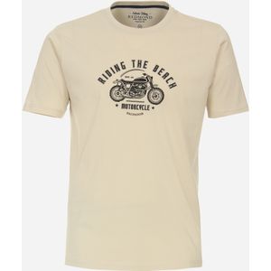 Redmond regular fit T-shirt, korte mouw O-hals, beige (met print)