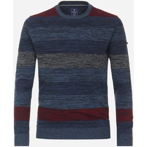 Redmond heren trui katoen, O-hals, blauw dessin (middeldik) -  Maat: 3XL