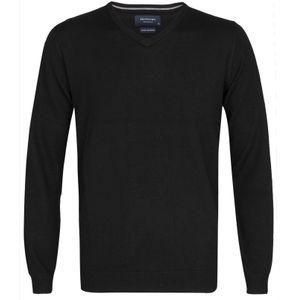 Profuomo slim fit trui wol, heren pullover V-hals, zwart