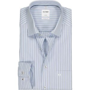 OLYMP Luxor comfort fit overhemd, mouwlengte 7, wit met licht- en donkerblauw gestreept (contrast) 46