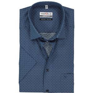 MARVELIS comfort fit overhemd, korte mouw, blauw met wit dessin 47