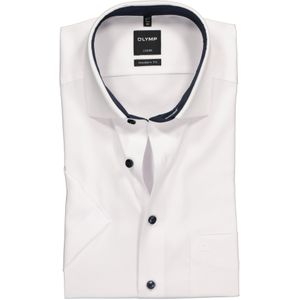 OLYMP Luxor modern fit overhemd, korte mouw, wit structuur (contrast) 41