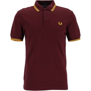 Fred Perry M3600 polo twin tipped shirt, heren polo, Mahogany / Maize / Maize -  Maat: S