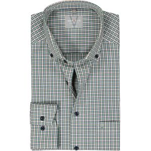 MARVELIS comfort fit overhemd, popeline, blauw, wit, groen en geel fijn geruit