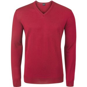 OLYMP modern fit trui wol, V-hals, rood -  Maat: XL