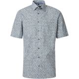 CASA MODA - Comfort Fit - Overhemd - Blauw Dessin - Korte Mouw - Popeline