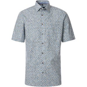 CASA MODA - Comfort Fit - Overhemd - Blauw Dessin - Korte Mouw - Popeline